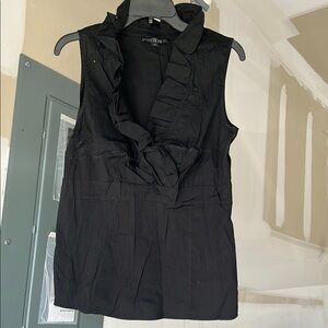 Black Ruffled Sleeveless Top